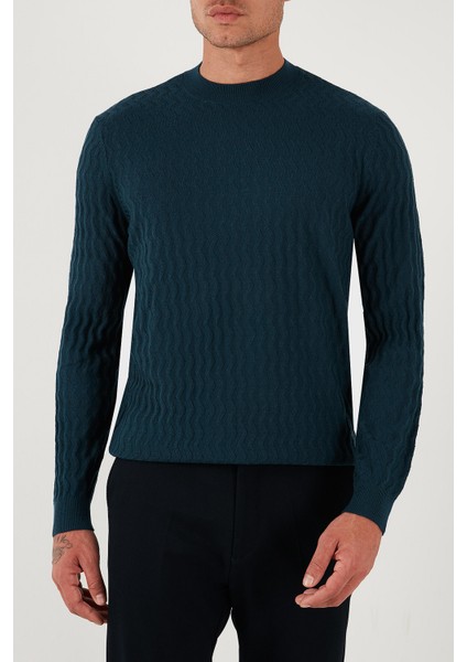 Yün Karışımlı Regular Fit Bisiklet Yaka Dalgalı Dokuma Kazak Erkek Kazak XM001560 AF11982 FB068