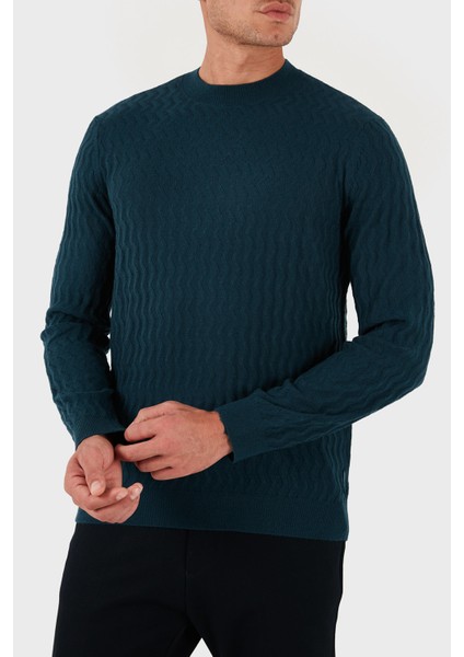 Yün Karışımlı Regular Fit Bisiklet Yaka Dalgalı Dokuma Kazak Erkek Kazak XM001560 AF11982 FB068 fırsatları