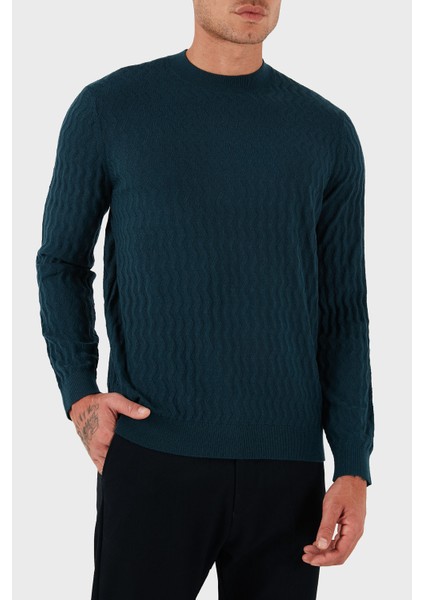 Yün Karışımlı Regular Fit Bisiklet Yaka Dalgalı Dokuma Kazak Erkek Kazak XM001560 AF11982 FB068 indirimleri