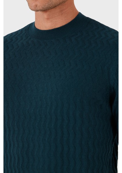 Yün Karışımlı Regular Fit Bisiklet Yaka Dalgalı Dokuma Kazak Erkek Kazak XM001560 AF11982 FB068