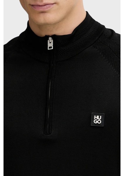 Logolu Regular Fit Yarım Fermuarlı Dik Yaka Kazak Erkek Kazak 50543786 001 fırsatları