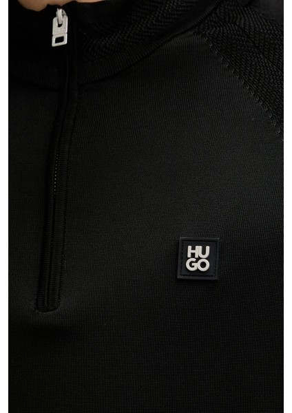 Logolu Regular Fit Yarım Fermuarlı Dik Yaka Kazak Erkek Kazak 50543786 001