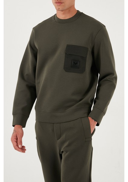 Streç Pamuklu Regular Fit Tek Cepli Bisiklet Yaka Sweat Erkek Sweat EM002925 AF10013 U8120 fırsatları