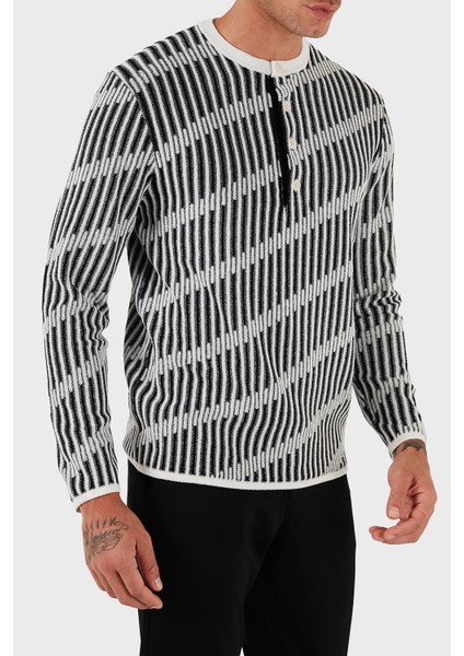 Jakarlı Yün Karışımlı Regular Fit Sıfır Yaka Örme Kazak Erkek Kazak EM003517 AF19553 FC005