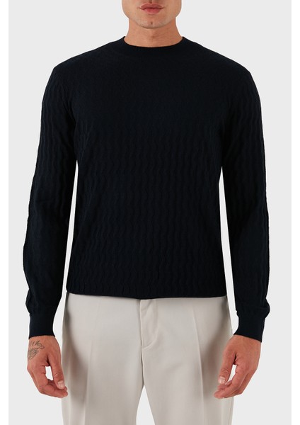 Yün Karışımlı Regular Fit Bisiklet Yaka Dalgalı Dokuma Kazak Erkek Kazak XM001560 AF11982 FB065