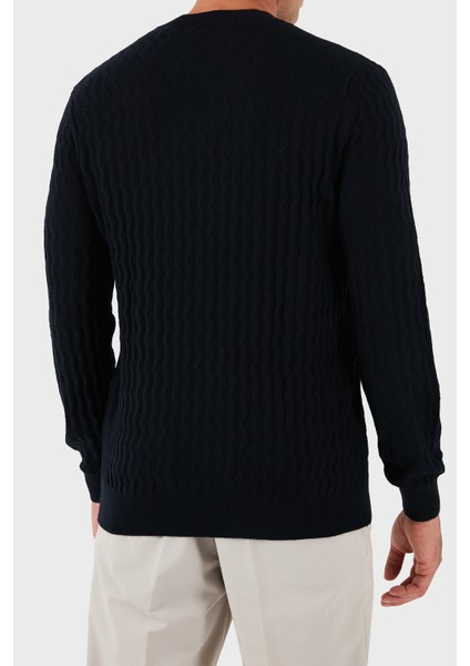 Yün Karışımlı Regular Fit Bisiklet Yaka Dalgalı Dokuma Kazak Erkek Kazak XM001560 AF11982 FB065 fiyatları