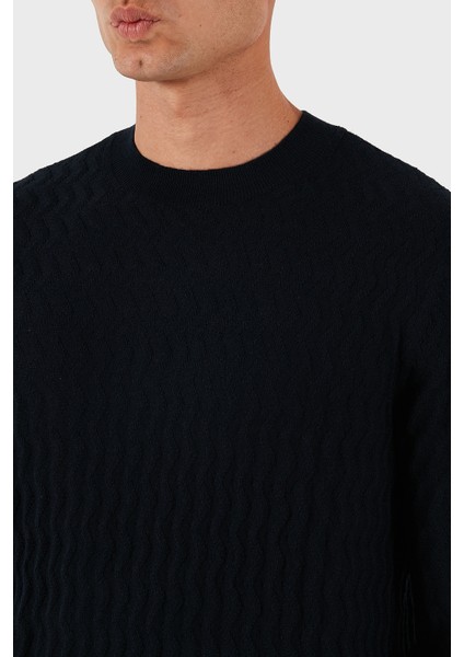 Yün Karışımlı Regular Fit Bisiklet Yaka Dalgalı Dokuma Kazak Erkek Kazak XM001560 AF11982 FB065 indirimleri