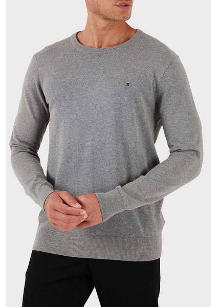 % 100 Pamuk Regular Fit Bisiklet Yaka Logolu Kazak Erkek Kazak MW0MW14748 P91 fırsatları