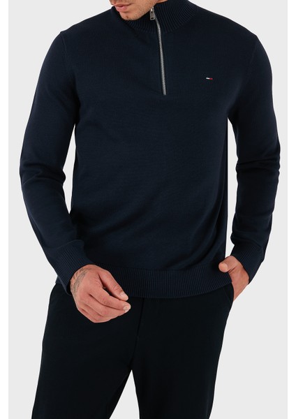 Pamuklu Slim Fit Yarım Fermuarlı Dik Yaka Kazak Erkek Kazak DM0DM21654 C1G