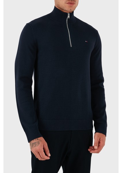 Pamuklu Slim Fit Yarım Fermuarlı Dik Yaka Kazak Erkek Kazak DM0DM21654 C1G modelleri