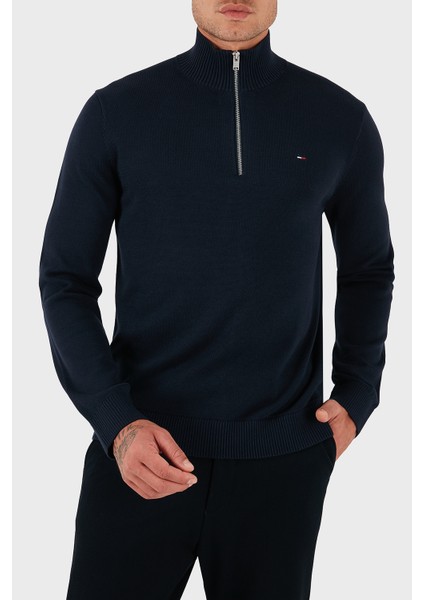 Pamuklu Slim Fit Yarım Fermuarlı Dik Yaka Kazak Erkek Kazak DM0DM21654 C1G fırsatları