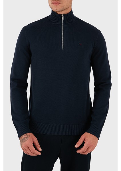 Pamuklu Slim Fit Yarım Fermuarlı Dik Yaka Kazak Erkek Kazak DM0DM21654 C1G indirimleri