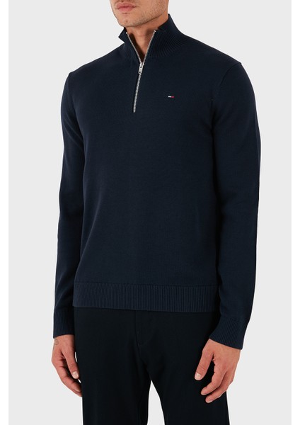 Pamuklu Slim Fit Yarım Fermuarlı Dik Yaka Kazak Erkek Kazak DM0DM21654 C1G