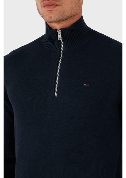 Pamuklu Slim Fit Yarım Fermuarlı Dik Yaka Kazak Erkek Kazak DM0DM21654 C1G