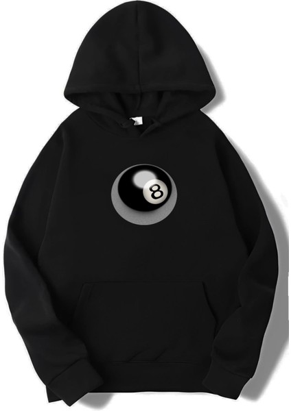 Unisex Oversize 8 Ball Hoodie Siyah