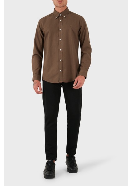 Logolu % 100 Pamuk Slim Fit Düğmeli Yaka Gömlek Erkek Gömlek 50544917 217 fiyatları