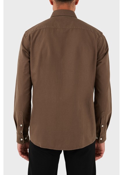 Logolu % 100 Pamuk Slim Fit Düğmeli Yaka Gömlek Erkek Gömlek 50544917 217 modelleri