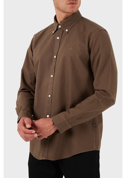 Logolu % 100 Pamuk Slim Fit Düğmeli Yaka Gömlek Erkek Gömlek 50544917 217 indirimleri