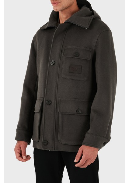 Yün ve Kaşmir Karışımlı Regular Fit Kapüşonlu Mont Erkek Mont EM003183 AF18229 U8112 fırsatları