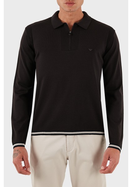 % 100 Yün Regular Fit Yarım Fermuarlı Polo Yaka Kazak Erkek Kazak EM001512 AF14158 U6280