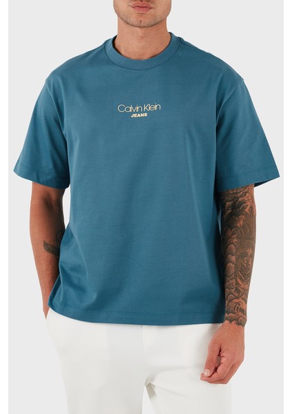 Pamuklu Relaxed Fit Bisiklet Yaka Logolu T Shirt LV04RC851GCCY Erkek T Shirt LV04RC851G Ccy