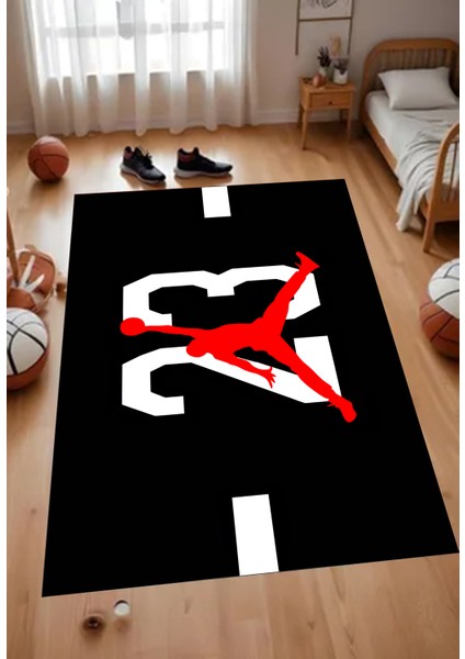 Dijital Baskılı Kaymaz Micheal Jordan Desenli Çocuk Oyun Halısı