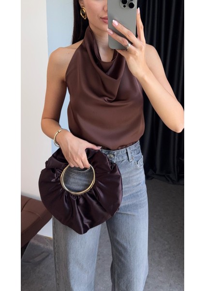 Kahverengi Saten Bluz indirimleri