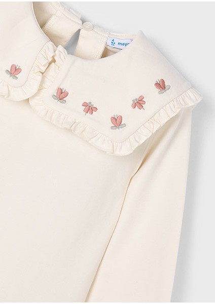 Krem Kız Çocuk Fırfırlı Yaka Bluz 4134 modelleri