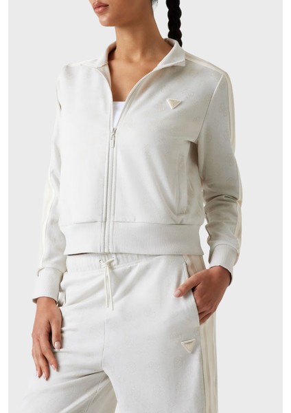 Peony 4g Logo Baskılı Regular Fit Dik Yaka Crop Sweat 5YQ07K0282 Bayan Sweat 5YQ07 K0282 F0ER