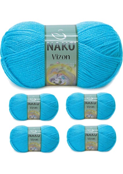 5 Adet Vizon Premium Akrilik El Örgü İpi Yünü Renk No : 235 Nazar Boncuğu