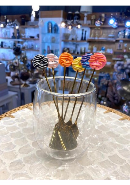 Altın Donut Desen 6'lı Kahve/çay Kaşık