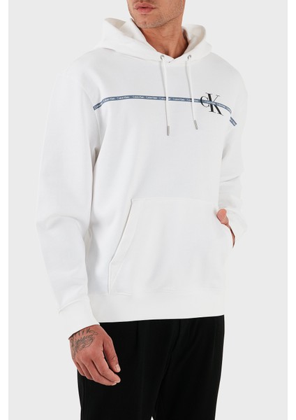 Logolu Şerit Detaylı Regular Fit Kapüşonlu Sweat LV04RC289GYAF Erkek Sweat LV04RC289G Yaf fırsatları