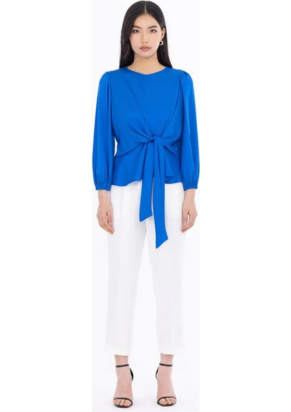 1080 Önden Bağlama Detaylı Saten Kol Ucu Lastikli Şık Bluz Qys Bluz 232001080 #23-04# fiyatları