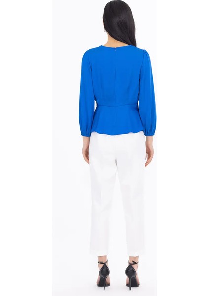 1080 Önden Bağlama Detaylı Saten Kol Ucu Lastikli Şık Bluz Qys Bluz 232001080 #23-04# fırsatları