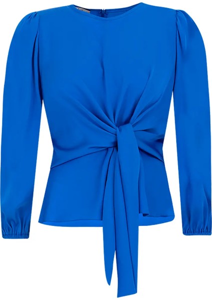 1080 Önden Bağlama Detaylı Saten Kol Ucu Lastikli Şık Bluz Qys Bluz 232001080 #23-04# indirimleri