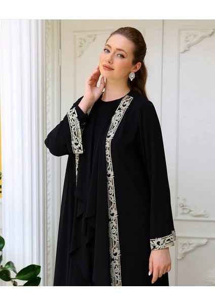 42923 Iç Bluz Sandy Kumaş Dış Kısım Şifon Kol Ucu ve Kenar Kısımları Gold Işlemeli Kenarları Kenarları Fırfır Detaylı modelleri