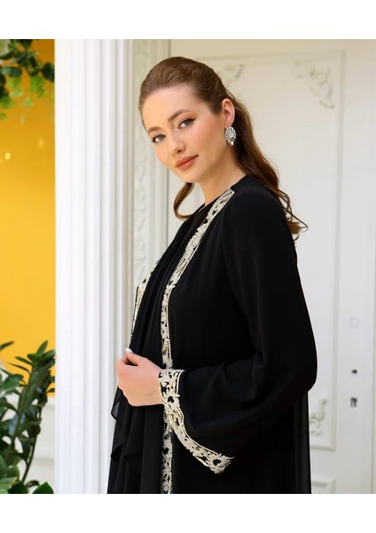 42923 Iç Bluz Sandy Kumaş Dış Kısım Şifon Kol Ucu ve Kenar Kısımları Gold Işlemeli Kenarları Kenarları Fırfır Detaylı indirimleri