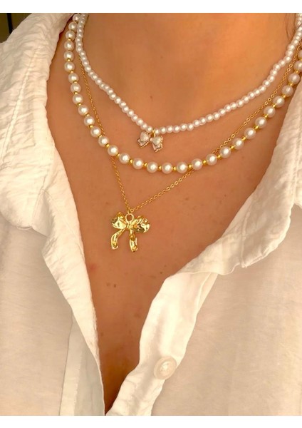 Incili Fiyonk 3'lü Kolye Seti