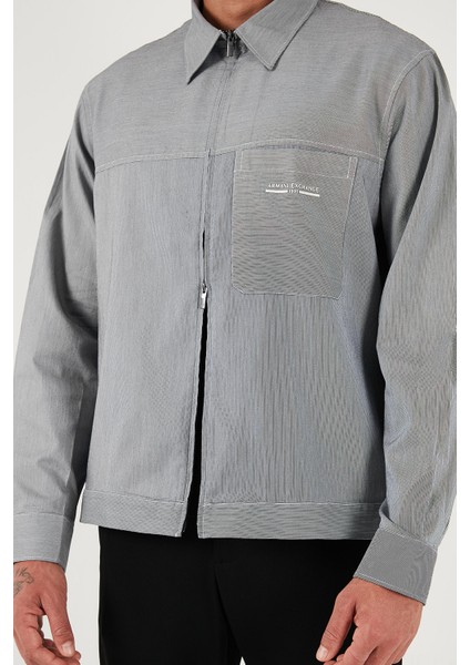 Regular Fit Ceket Yaka Fermuarlı Logolu Gömlek Ceket Erkek Gömlek Ceket XM000956 AF10256 FB078 fırsatları