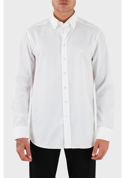 Jakarlı % 100 Pamuk Regular Fit Düğmeli Yaka Gömlek Erkek Gömlek MRIB0004 AQ043 W0800