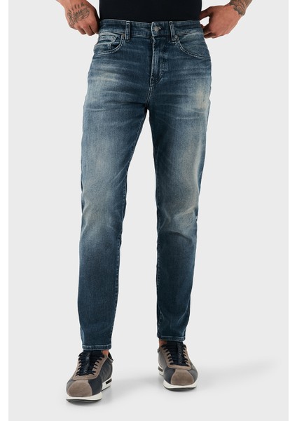 Streç Pamuklu Regular Fit Normal Bel Düz Paça Jeans Erkek Kot Pantolon 50544609 413