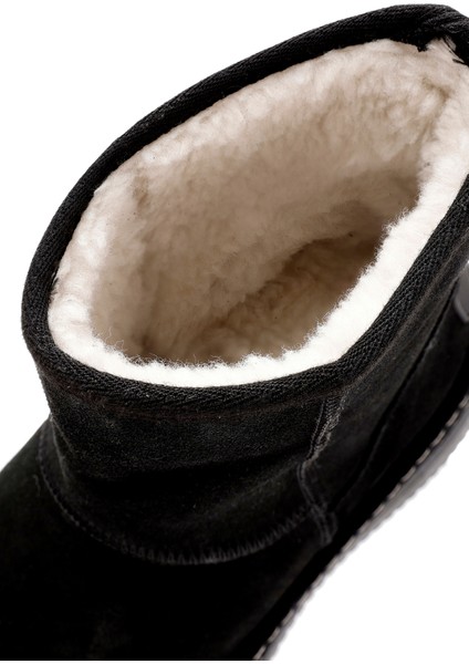 Kadın Siyah Süet Deri Teddy Bot 25WFD130410