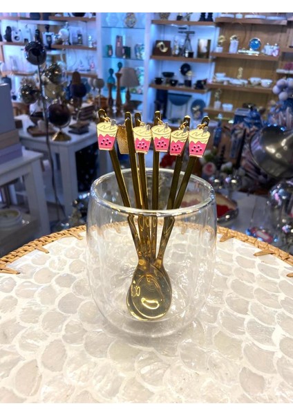 Altın Cupcake Desen 6'lı Kahve/çay Kaşık