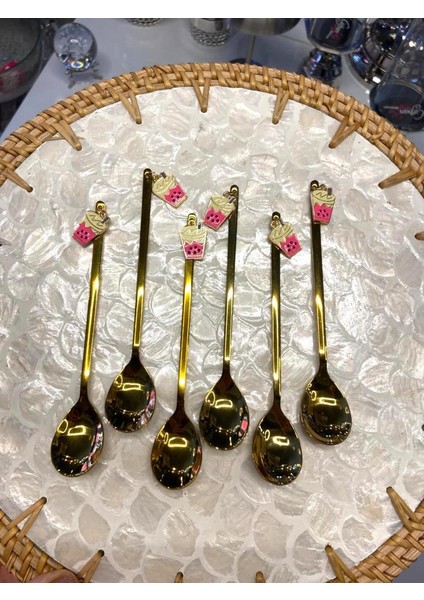 Altın Cupcake Desen 6'lı Kahve/çay Kaşık fiyatları