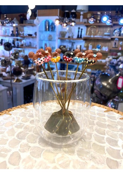 Altın Mıckey Mouse Desen 6'lı Kahve/çay Kaşık