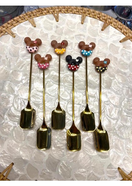 Altın Mıckey Mouse Desen 6'lı Kahve/çay Kaşık fiyatları