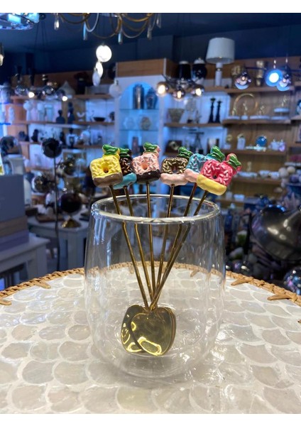 Altın Cupcake Desen 6'lı Kahve/çay Kaşık