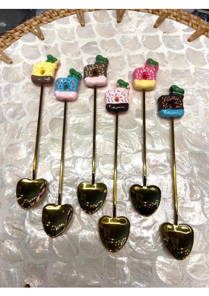 Altın Cupcake Desen 6'lı Kahve/çay Kaşık fiyatları