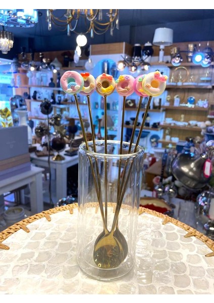 Altın Donut Desen 6'lı Kahve Kaşık