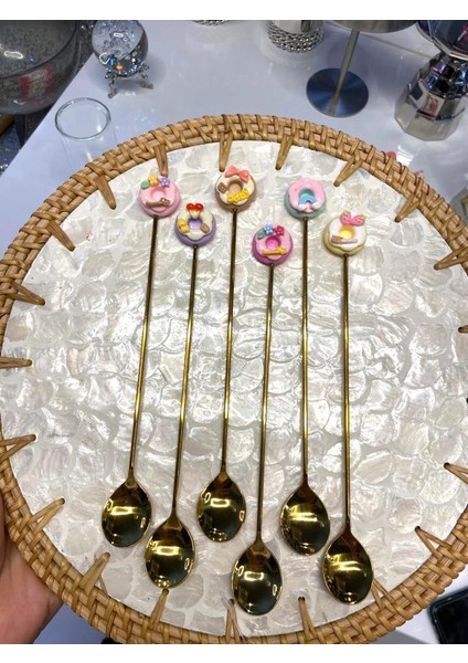 Altın Donut Desen 6'lı Kahve Kaşık fiyatları